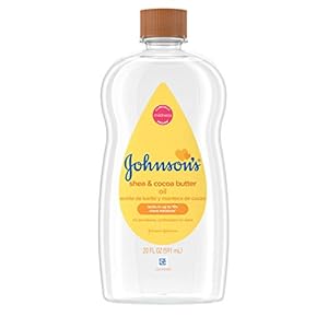 Johnson’s Baby Oil, Mineral Oil Enriched with Shea & Cocoa Butter to Prevent Moisture Loss, Hypoallergenic, 20 fl. oz