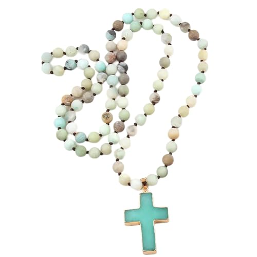 Cadena de clavícula con cuentas y crucifijo para tus looks diarios de verano