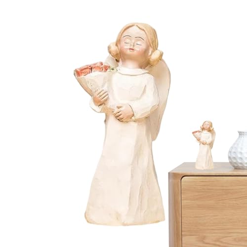 Lyricalist Figura di angelo in resina,Figure d'angelo,Statua di angelo in resina che tiene fiori | Statua di angelo in resina, scultura di sorelle, statuetta per decorazione di Natale per la casa