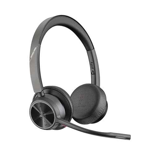 Auriculares inalámbricos Poly Voyager 4320 UC - Audífonos estéreo con micrófono de brazo con cancelación de ruido - Conexión Bluetooth a PC/teléfono móvil - Funciona: Teams (certificado), Zoom y más