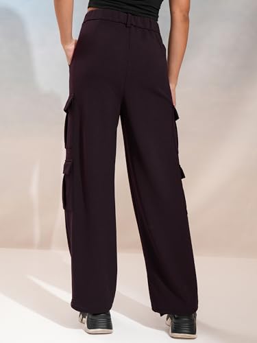 Image of Tokyo Talkies Pure Cotton Straight Wide Leg Cargo Pants |Relaxed Fit Utility Trousers