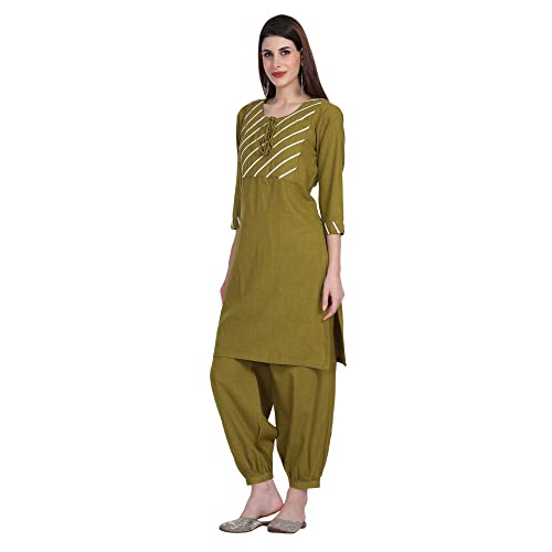 Image of Women Kurti Set With Salwar | Cotton Short Kurta