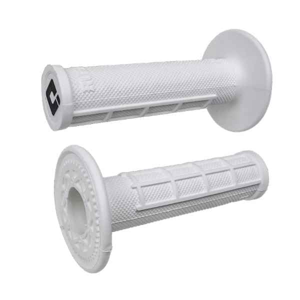 MPP+ ODI Ruffian Half Waffle MX Motorcycle Dirtbike E-Bike Soft Compound Rubber Grips Pro White for Twist Throttle Made in The USA