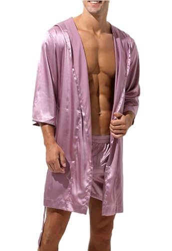 Robe pour hommes col V pour en finir avec les peignoirs trop chauds grâce au kimono manches cinq quarts