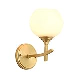 WXJLYZRCXK Modern/European Style Wall Lamp 1 Light Brass Wall Sconce with White Globe Glass Wall Lamps Illumination Fixture for Restaurant, Living Room, Bedside