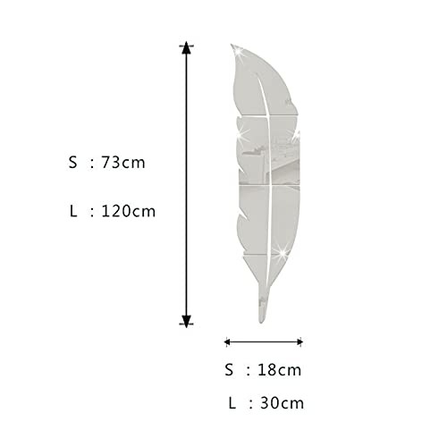Qudai Espelho em forma de pena Adesivos de parede Espelho decorativo acrílico Decalques de parede re