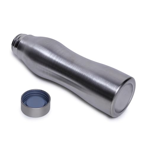 Image of HORNBILLS 1000 Stainless Steel Water Bottle 1 ltr, Single Walled, Leak Proof Lid, Rust Proof I For School, Office, Gym I Silver