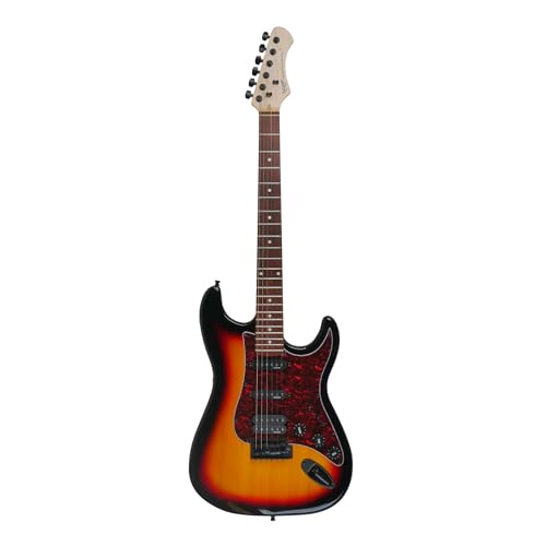 Image of SEST230 HSS Electric Guitar with Bag | Beginner Electric Guitar Kit, HSS Pickups, Basswood Body, Maple Neck & Rosewood Fretboard, Tremolo Bridge| Includes Padded Gig Bag & Allen Key (Sunburst)