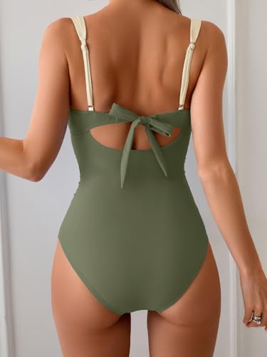Image of B2prity Women's One Piece Swimsuits Tummy Control Bathing Suits Push Up Swim Suit Color Block Swimwear