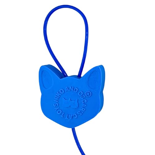 Niko and Oscar's Cat Toys | The Chonky Blue String | Interactive Cat Toy with 3D-Printed Handle & Storage Strap | Made in USA Materials | (1-Pack, Chonky, Blue)