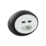 Reiseverlängerung 230 V mit 2 USB-Ports, 1,4 m Länge, ideal zum Laden von Geräten überall.