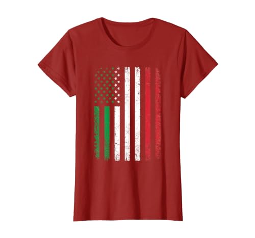 Italy USA Flag 4th of July Patriotic American Italian Flag T-Shirt, Women, Cranberry Red, Large