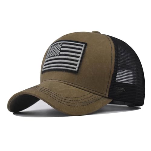 American Flag Trucker Hats, 2 Pieces USA hat for Men and Women - Adjustale Baseball Cap Outdoor Mesh Snap Black and Army Green - Image 3