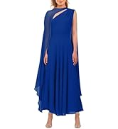 Lrady Women's Elegant Evening Gowns Crewneck One Shoulder Flowy Aline Wedding Guest Party Formal ...