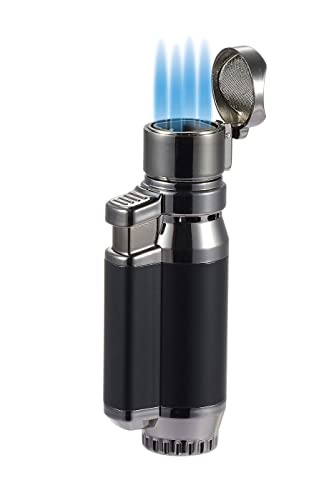 Personalized Visol Bulldog Matte Black Quad Torch Cigar Lighter #TOP2