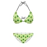 BYCHECAR St Patricks Day Bikini Set for Women Sexy Two Piece Swimsuit Tummy Control Thong Swimwear Tankini Halter Triangle String Bathing Suit Plus Size