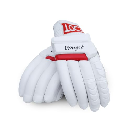 Image of Whitedot Winged Cricket Batting Gloves||Suitable for Youth|Medium Left Hand||White