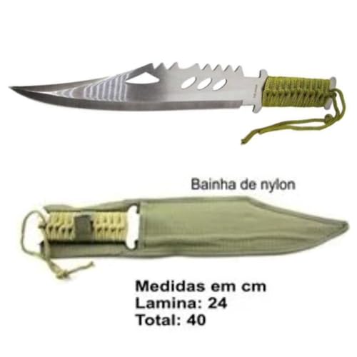 Faca Facão Rambo Militar Artesanal Serrilhado, Aço 440