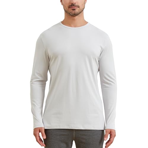 netdraw Men's Ultra Soft Bamboo Viscose Long Sleeve T-Shirt Crew Neck Comfy Lightweight Casual Pajama Lounge Shirt