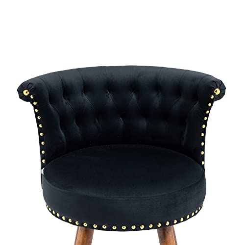 I-Pook Bar Stools Set Of 2 Fabric Upholstered Counter Height Barstools With Solid Wood Legs And Backrest Footrest Modern 360 Swivel Bar Chairs For Dining Room Kitchen Island Pub, Black #TOP3