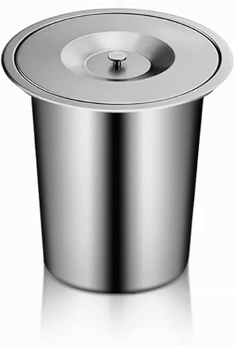 iumLeap Kitchen Compost Bin, Hanging Kitchen Countertop Built-in Trash Can, Anti-Fingerprint 304 Stainless Waste Bin with Lid for Cabinet/RV/Bedroom