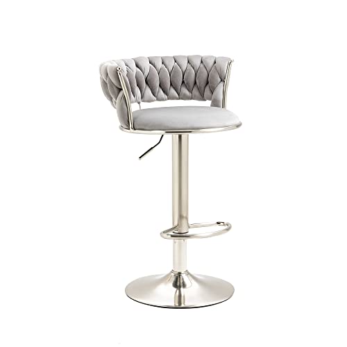 Kakotito Bar Stools With Back And Footrest, Adjustable Barstools With Silver Legs,Retro Bar Stool & Luxury Barstool (Set Of 2 - Silver Version, Grey) #TOP5