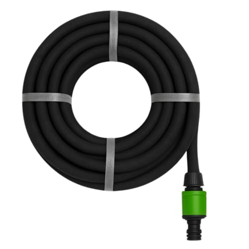 Kinzo Tuyau d'arrosage goutte à goutte 15 m, diamètre 14 mm, avec 3 raccords, économiseur d'eau pour système de pulvérisation - Noir