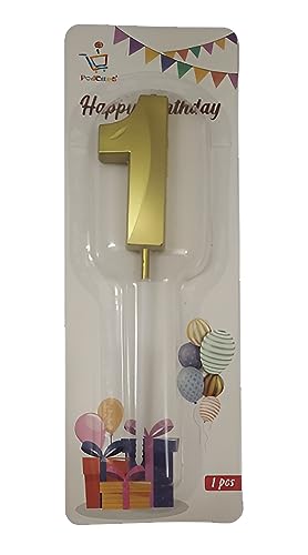Image of Fun Affairs Number 1 Cake Candle for 1st Birthday Party, Wedding, Engagement, Valentines Day Celebration, Theme Party, Bridal Shower, Bachelorette,Bachelors Decoration Gold (Numerical No 1)