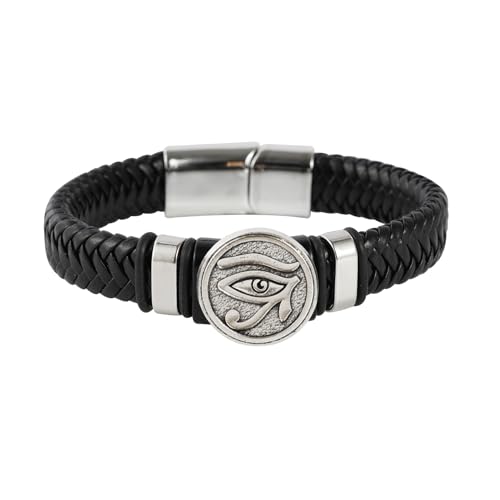 Eigso Punk Leder Trend Manschettenarmband für Männer Frauen Horus Eye Vintage Stylish Armband für Mann Frau