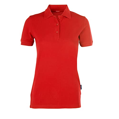 HRM Damen Heavy Performance Polo, rot, Gr. M I Premium Polo-Shirt Damen I Basic Polohemd bis 60°C waschbar I Hochwertige & nachhaltige Damen-Oberteile I Workwear
