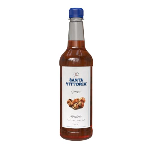 Santa Vittoria Hazelnut Syrup, 750 ml. Perfect for coffees, desserts, mochas, smoothies, shakes and cocktails.