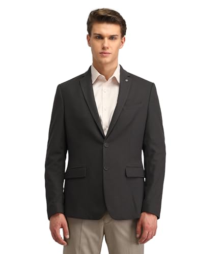 Image of Arrow Knitted Textured Pattern Mens Blazer with Three Pockets and Double-Vented Back Hem Single Breasted Blazer