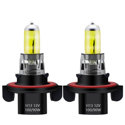 Ruiandsion 9008 H13 Halogen Headlight Bulb 12V 90W/100W Super bright High/Low Beam P26.4T Headlamp,Yellow (Pack of 2)