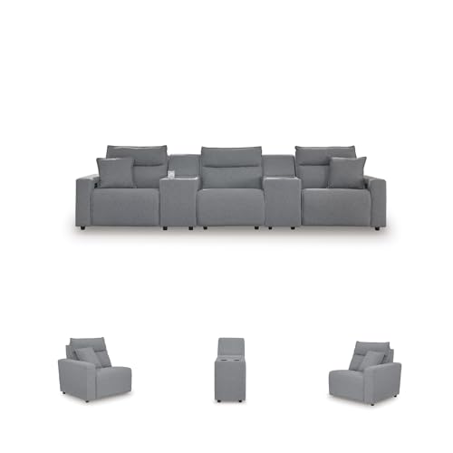 Image of Signature Design by Ashley Power Reclining Sectional with Console, Gray