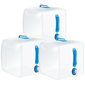 3 Pack Collapsible Water Container with Spigot, Foldable Camping Water Container Portable Camping Storage Carrier Jug for Outdoors Hiking Emergency Kit Backpack(Blue,5.3 Gallon)