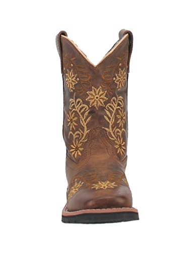 Dan Post Girls' Gardenia Floral Embroidered Western Boot Broad Square Toe Honey 9.5 D(M) US3