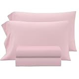 Heritage Kids 4-Piece Full Sheet Set,Pink,Includes Top Sheet, Fitted Sheet & 2 Pillowcases,Ultra-Soft Microfiber Kids Bed Sheet Set