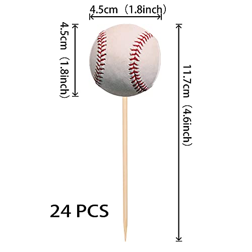 Ycthunfish 24 Pack Baseball Cupcake Toppers Assembled Sport Theme Ball Cupcake Picks Baseball Theme Baby Shower Kids Birthday Party Cake Decorations thumb #1