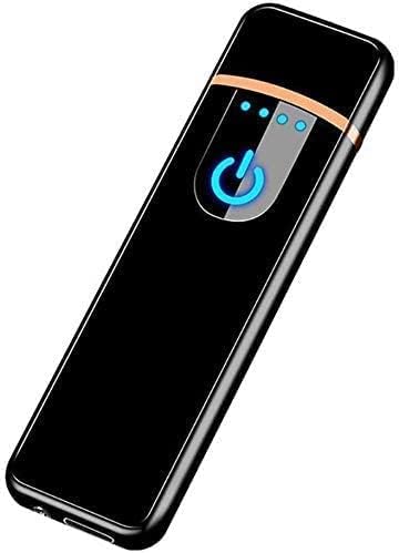 MAGBHA Metal Smart Fingerprint Sensor Lighter with Indicator Light, Compact&Portable Design, Smart Sensor Gas Lighter, USB Rechargeable Lighter Touch Scree|Black