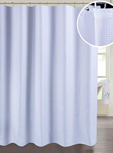 Avershine Waffle Weave Shower Curtain Polyester Fabric Washable (White Waffle Weave 72X80) #TOP7