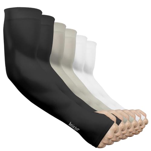 beister 6/3 Pairs UV Protection Cooling Arm Sleeves for Women Men, Long Sunblock Protective Cycling Arm Cover