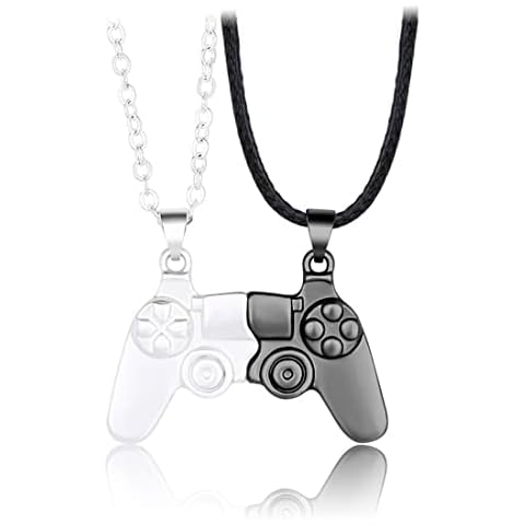 GAUEIOUR Game Controller Necklaces,Magnetic Alloy Couple Necklaces, 2-Pack Split Magnetic Silver and Black Necklaces, Friendship Necklaces, Love Necklaces, Couples Necklaces, Great Gifts Cover