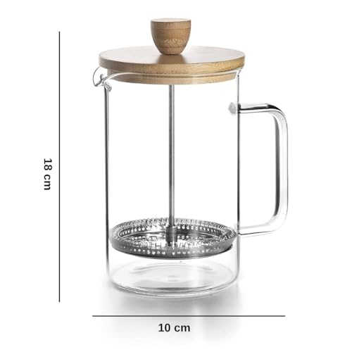 Cam French Press – Isıya Dayanıklı, Bambu Kapaklı, Paslanmaz Çelik Filtreli, Şık ve Dayanıklı Kahve & Çay Demliği 1000ML (1 Litre)