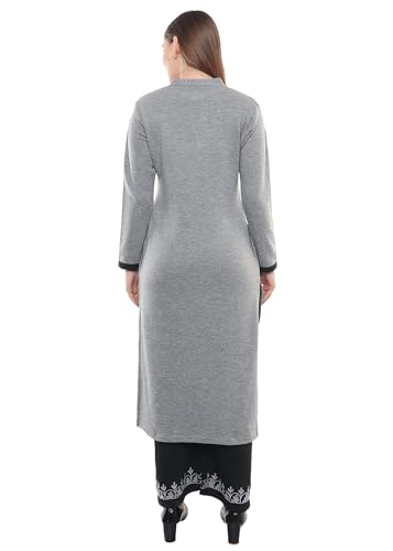 Image of Rosary Women's Woolen Winter Embroidered Kurta with Palazzo | Warm Ethnic Suit Set - 2 Piece Outfit