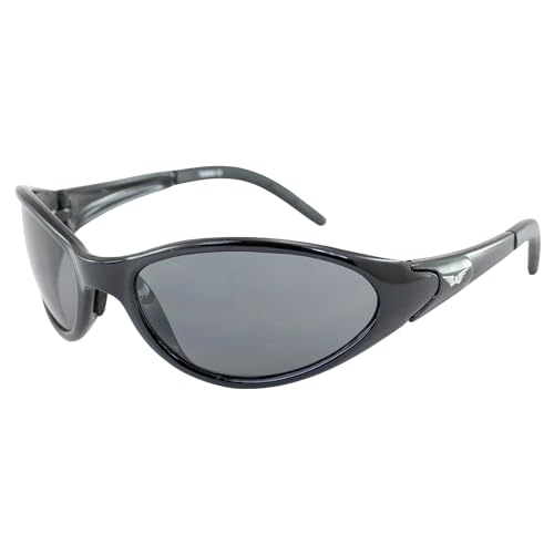 Global Vision Jaguar Motorcycle Safety Sunglasses Gloss Matte Black Frame w/Smoke Lenses