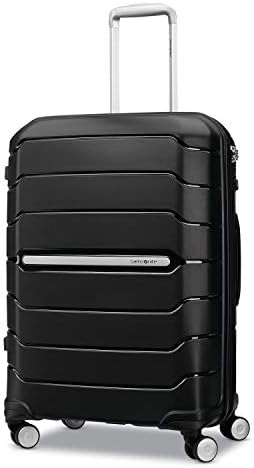 Samsonite Freeform Hardside Expandable with Double Spinner Wheels, Black, Checked-Medium 68cm Plastic Trolley Bag