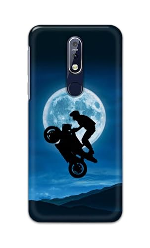 Image of Printed Hard Back Cover for Nokia 7.1 Back Cover (Biker On Moon) -190724(DP)