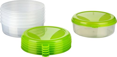 MiraHome Vorratsdosen Set 6x1,5L rund grün – Perfekt zur Aufbewahrung & Organisation für Lebensmittel – Vorratsdosen mit Deckel Luftdicht – Gefrierdosen für Mealprep & Küche – Austrian Quality