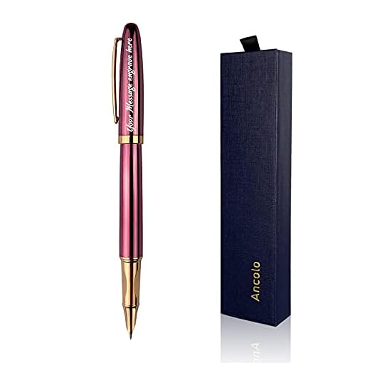 Pluma Estilográfica con Caja de Regalo - 2 Cartuchos Extra de Tinta Negra Grabados con los Nombres de sus Mensajes - Regalo para Colegas Amigos Negocios Cualquier Ocasión