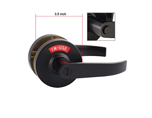 Extra Large Bathroom Privacy Lever Lock With Large Inuse Or Vacant Indicator For Men Women Restroom, Ansi Grade2 Commercial Grade, Perfect For Professional Office Buildings, Right-Hand Door, Black #TOP9